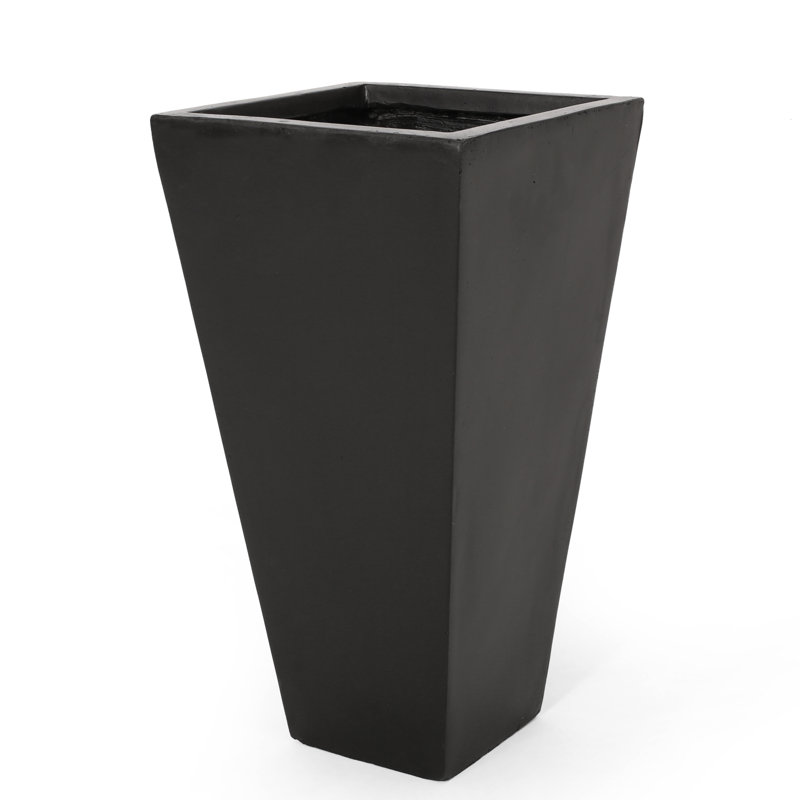 13" Modern Cast Stone Outdoor Planter - Tapered, Attractive Design, 12.94" X 24.33 Planter Tapered Shape, Decor, L W 24.33" H
