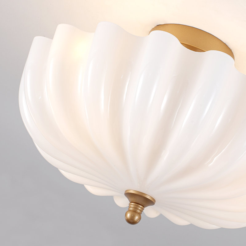 Plafonnier semi-encastré 3 lumières 15,74 po, Doré