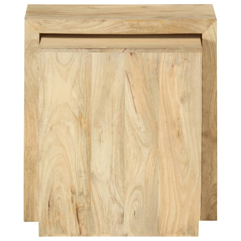Parsons Solid Wood Floor Shelf Nesting Tables