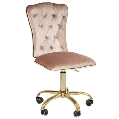 Elise Tufted Vanity Chair with Velvet Armless Cushion Seat, 360 Degrees Wheel Swivel Chair -  Rosdorf Park, 888AF4F343D14478B71FD3540D03E985