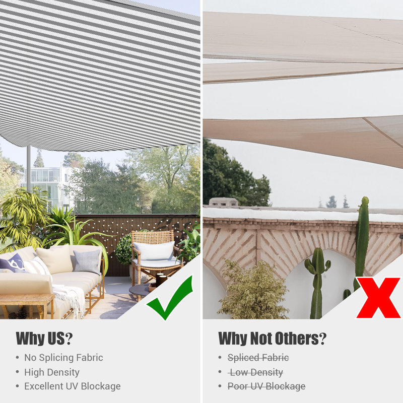 Gray and White 25ft Triangle Sun Shade Sail Canopy