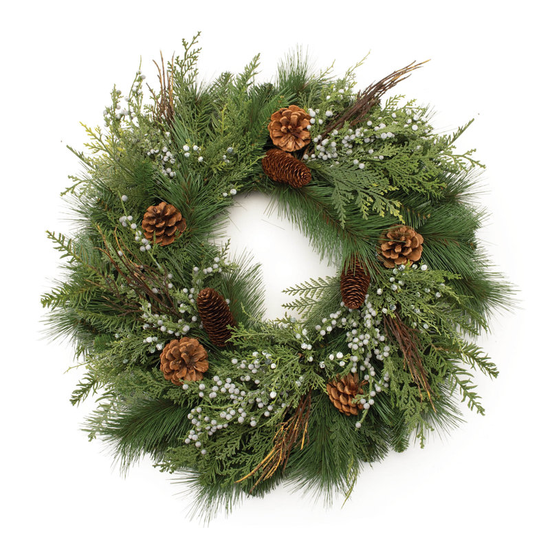 Couronne de pin et de genévrier mixte 24 po