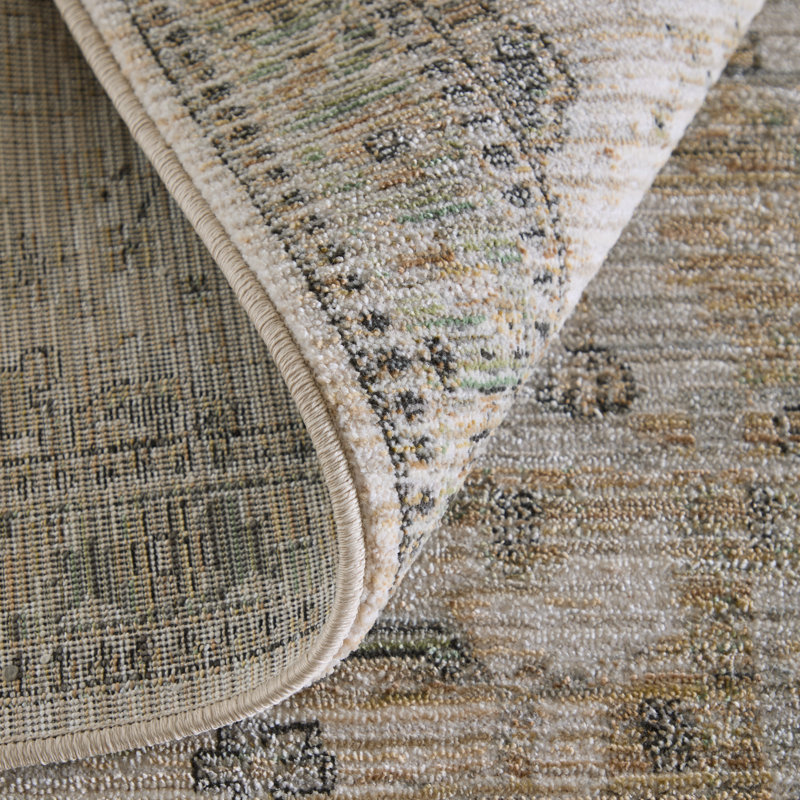 Thara Traditional Medallion, Tan/Green/Ivory, 5' x 7'-6" Area Rug, 5 x 8