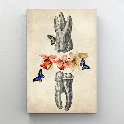 " Dentist Floral Anatomy Tooth - 1 Piece Rectangle Graphic Art Print On Wrapped Canvas "