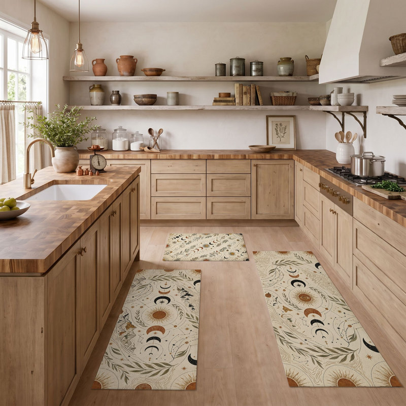 Sun Moon Non-Slip Washable Kitchen Mats