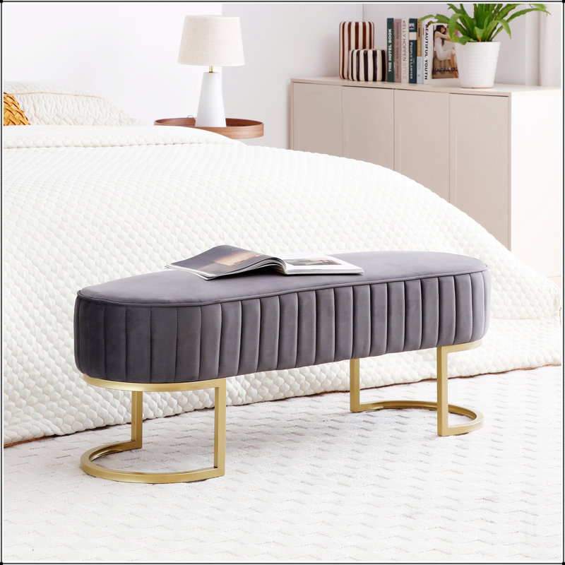 Banc Banc de chambre en velours, Gris