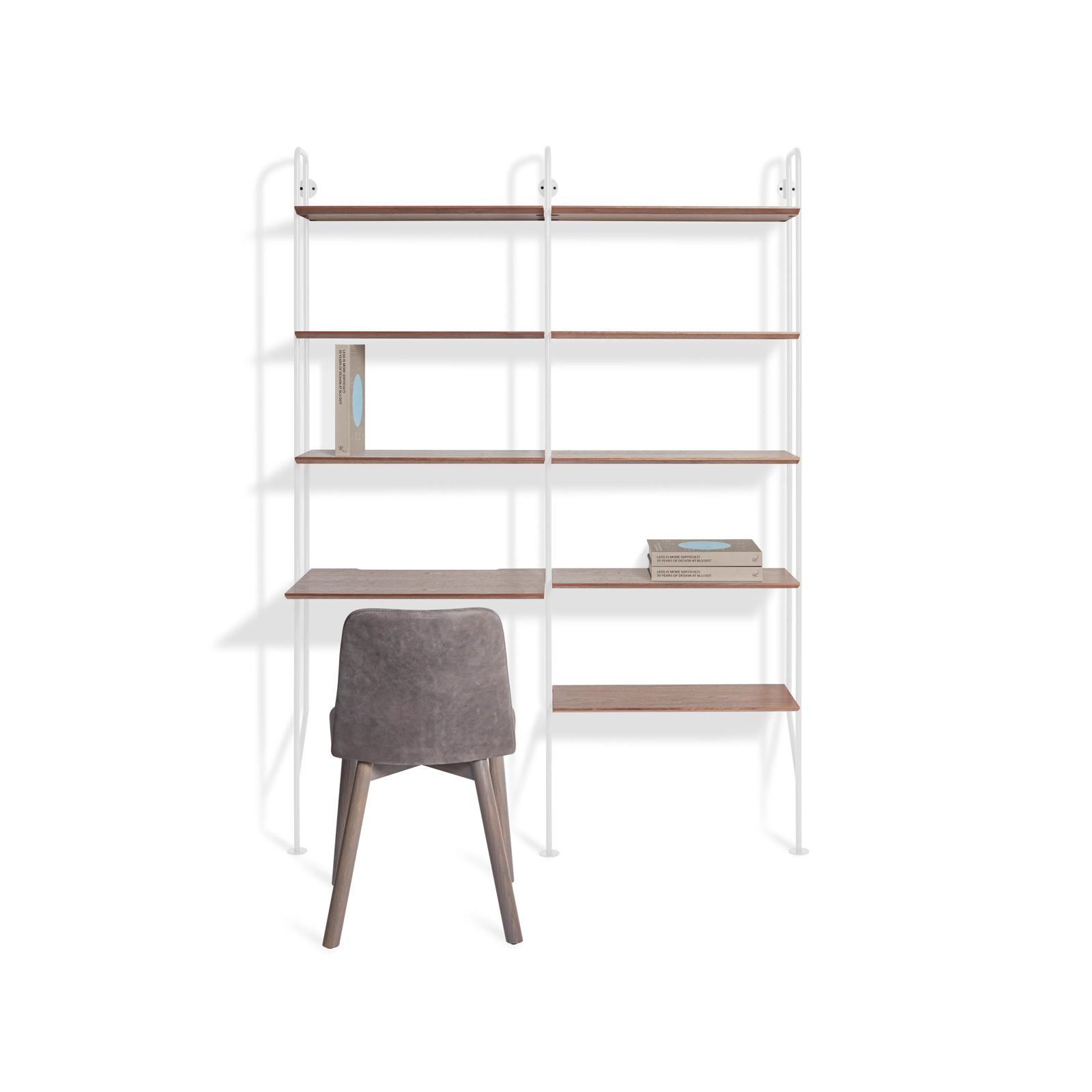 Hitch Rectangular Writing Desk Office Set, White, Walnut