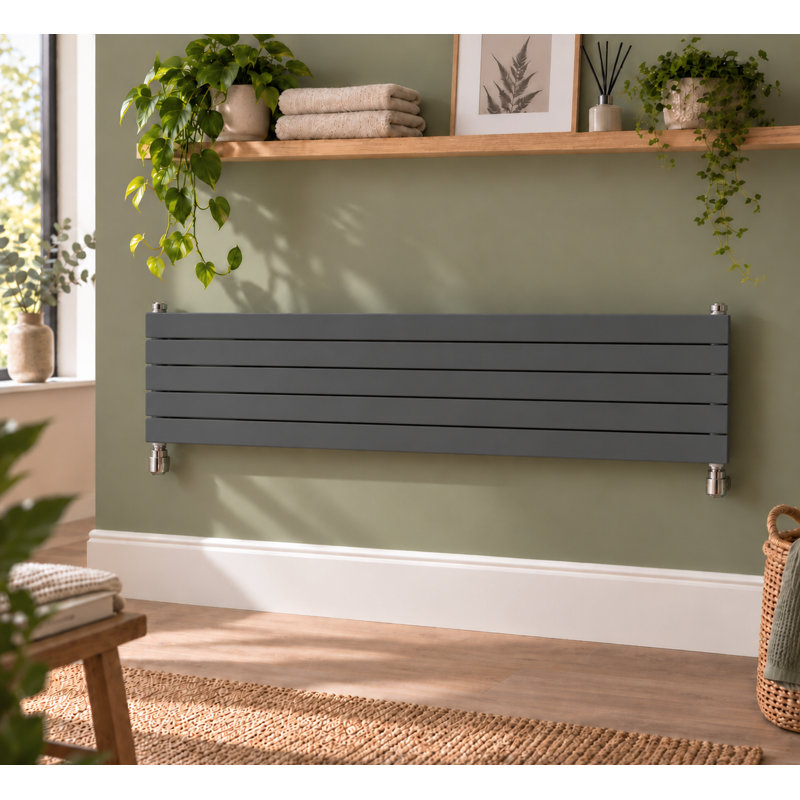 Lourdes Horizontal And Vertical Designer Radiator, 180cm H x 34cm W x 5.8cm D, Grey