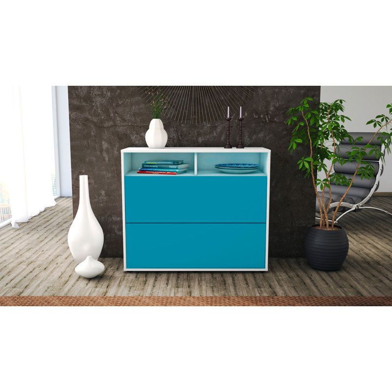 Quarry 92cm Sideboard, White/Turquoise