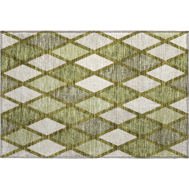 Premium Machine Washable Prisco Olive Rug