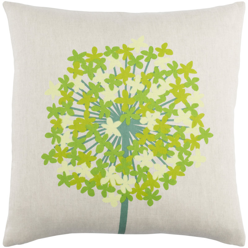 coussin agapanthus Kismet, Sarcelle / Vert gazon / Lime / Beige, H 22 po x l 22 po x P 5 po