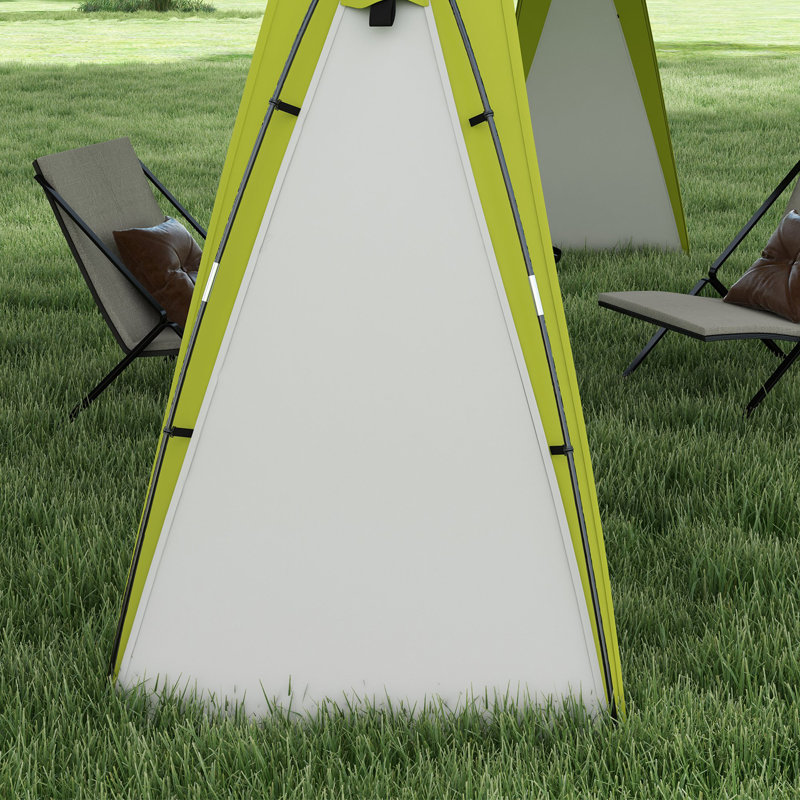 Dakota Fields 350cm W x 350cm D Polyester Cover Retractable Patio Awning,Freestanding Awning, Green/Cream