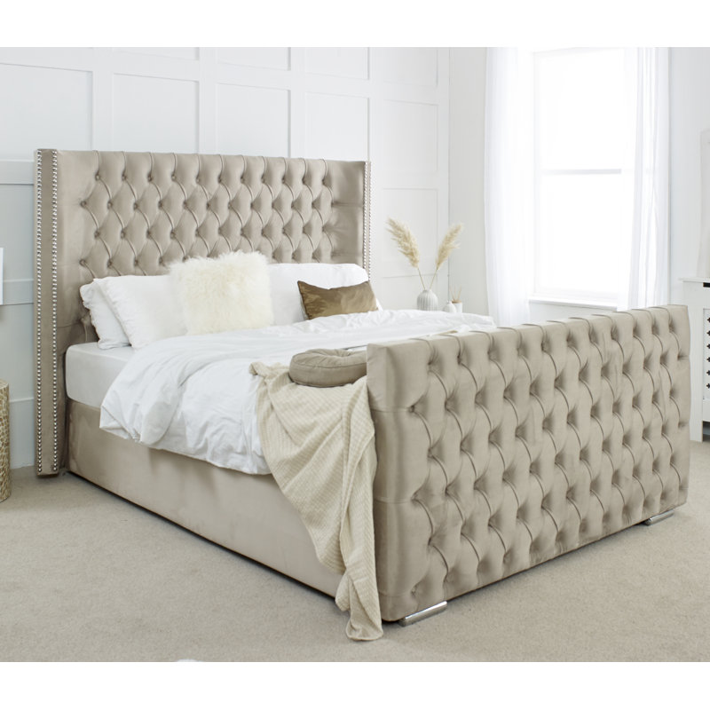 Jaina Upholstered Bed, Single (3'), Beige
