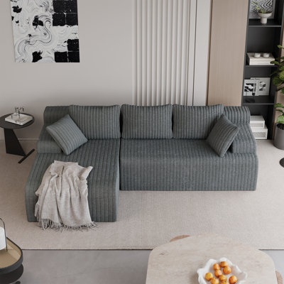Boneless 96" L-Shaped Boneless Modular Cloud Couch Sectional Sofa