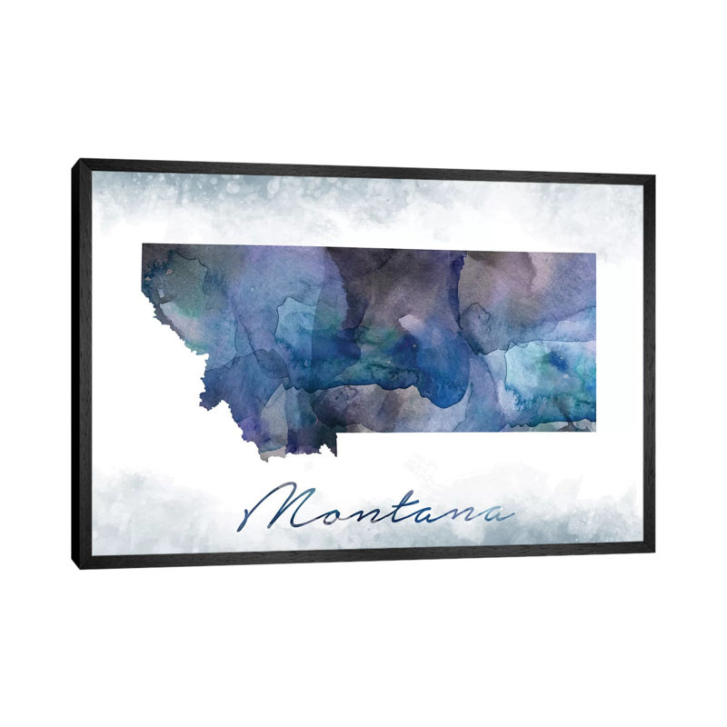 Montana State Bluish - Print on Canvas, 101.6 cm H x 66.04 cm W, Black Framed