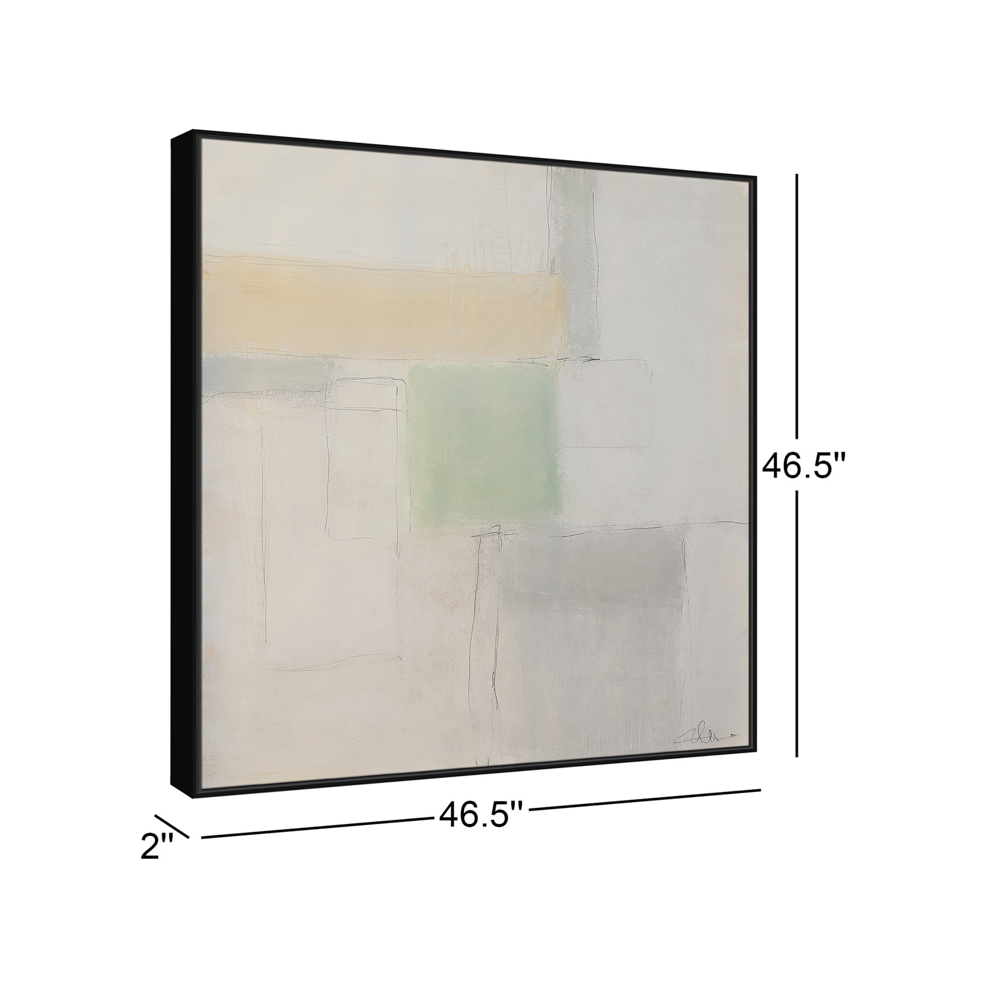 Powder Room Whispers-I by - Floater Frame Print on Canvas, Black Framed, 46.5" H x 46.5" W x 2" D