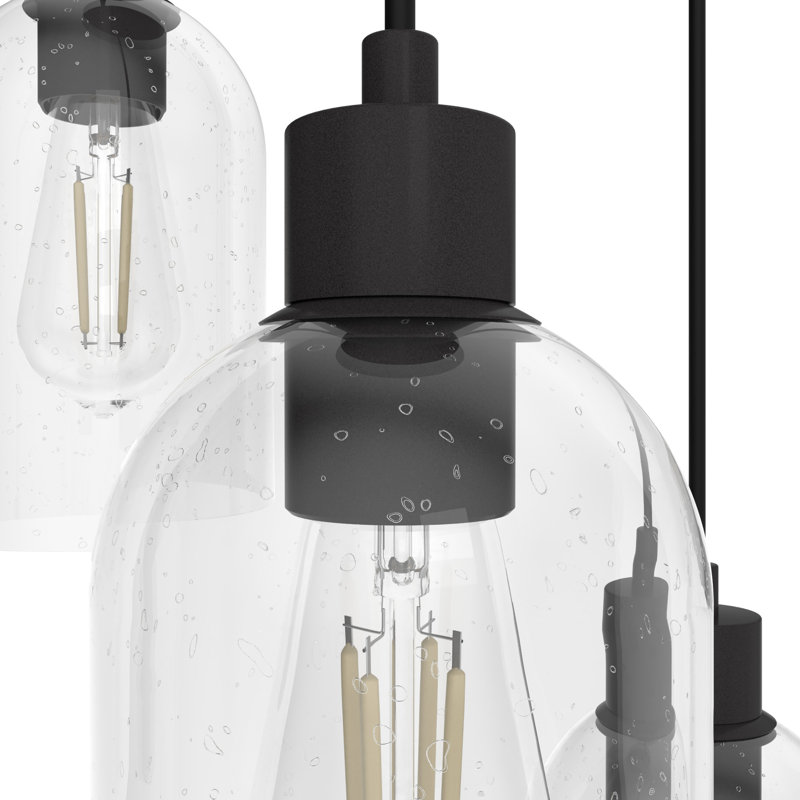 Lochemeade 3 Light Round Cylinder Cluster Pendant, Clear, Noble Bronze