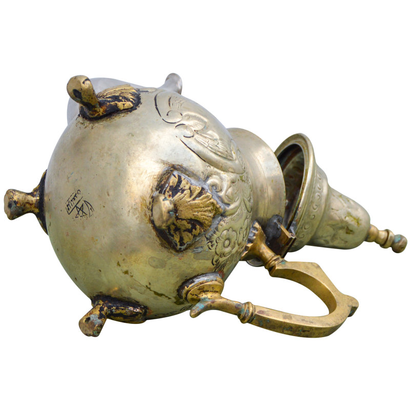 Antique Brass Teapot with Engravings