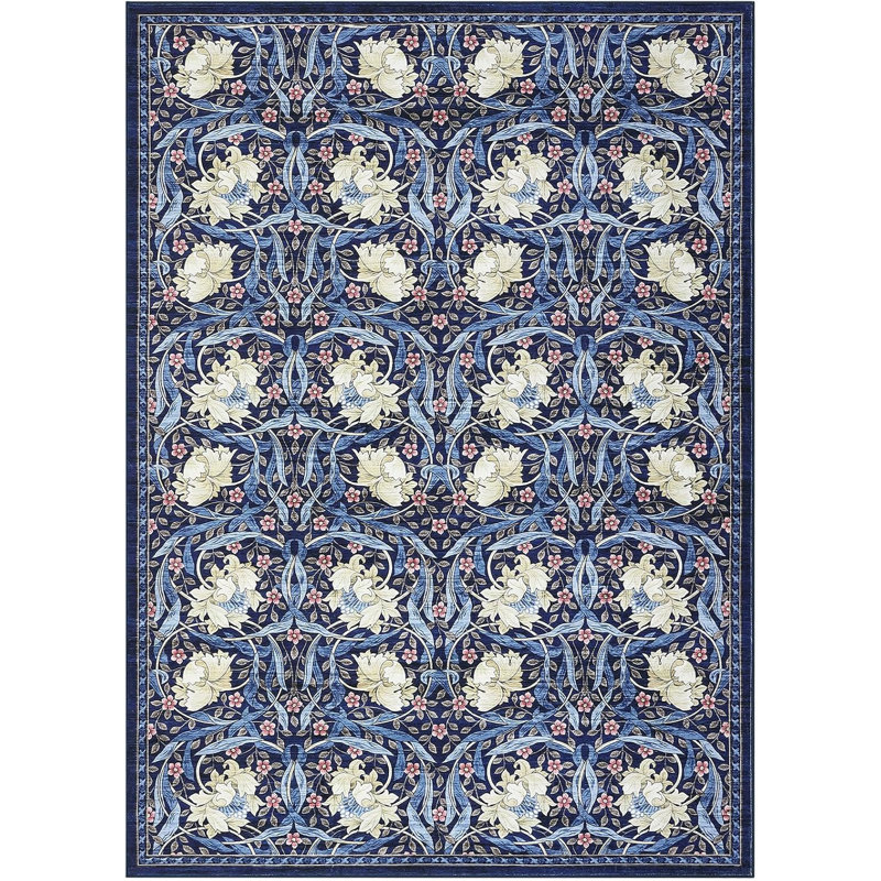 Washable Vintage Floral Hallway Runner Rug, Non-Slip, Stain-Resistant, for Kitchen, Laundry & Bathroom - Black