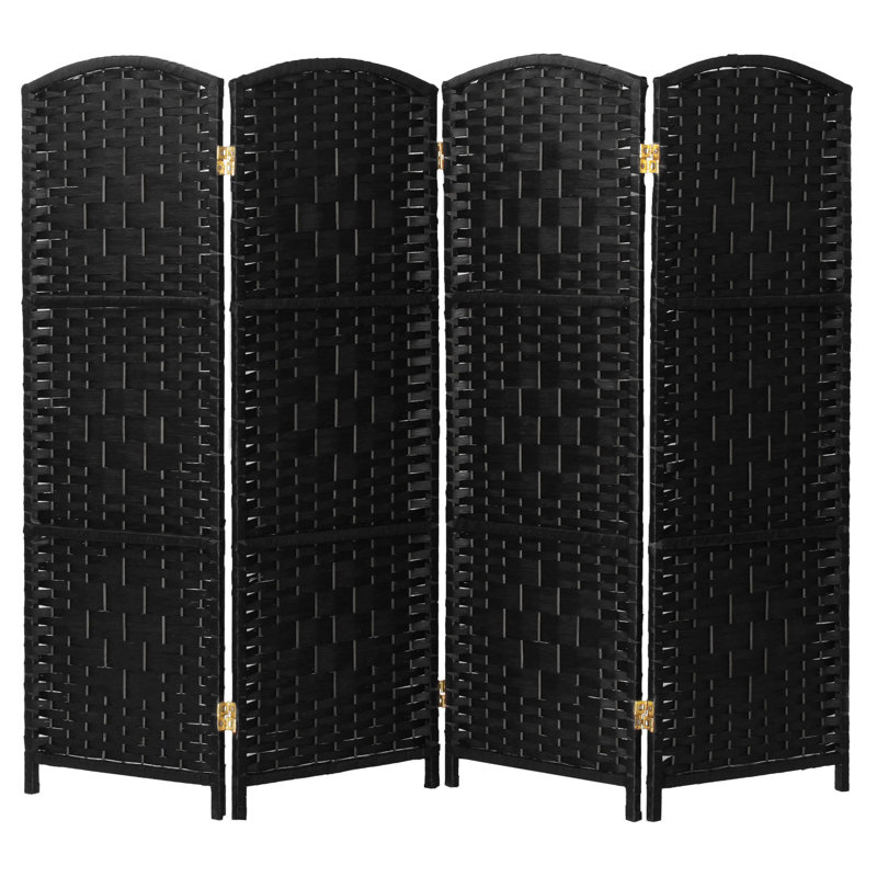 2 Ft. Tall Diamond Weave Fiber Room Divider - Dark Mocha - 8 Panel, 2 ft, 4, Black