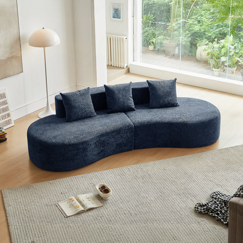 Canapé modulaire incurvé moderne de 5 pièces Boneless, Blue
