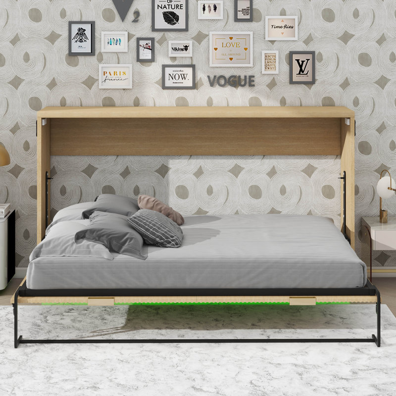 Lit escamotable de taille simple TG avec éclairage à DEL et possibilité de plier une armoire