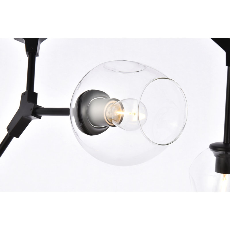 Lustre linéaire moderne Spoutnik à 7 lumières Spinks, Noir, 9 lumières, 79"