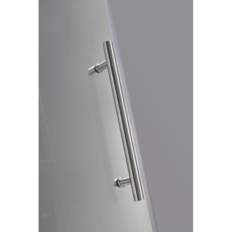 Avalux 48 in. W x 34 in. D x 72 in. H Frameless Shower Enclosure, Frosted Glass, Stainless Steel