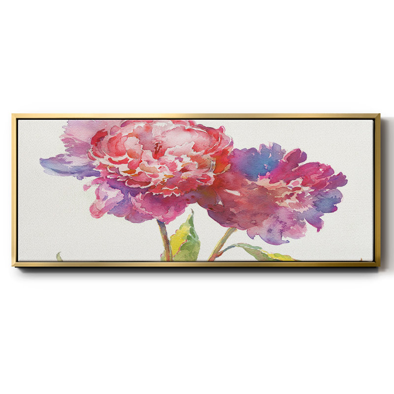 Prise pivoines I - toile encadrée, H 12 po x l 30 po