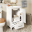 Meuble-lavabo moderne de 18 pouces avec lavabo en céramique, tiroirs à fermeture en douceur et organisateur de porte, tiroir de séparation et patins réglables en plastique - solution de rangement compacte pour les espaces étroits-1160283200