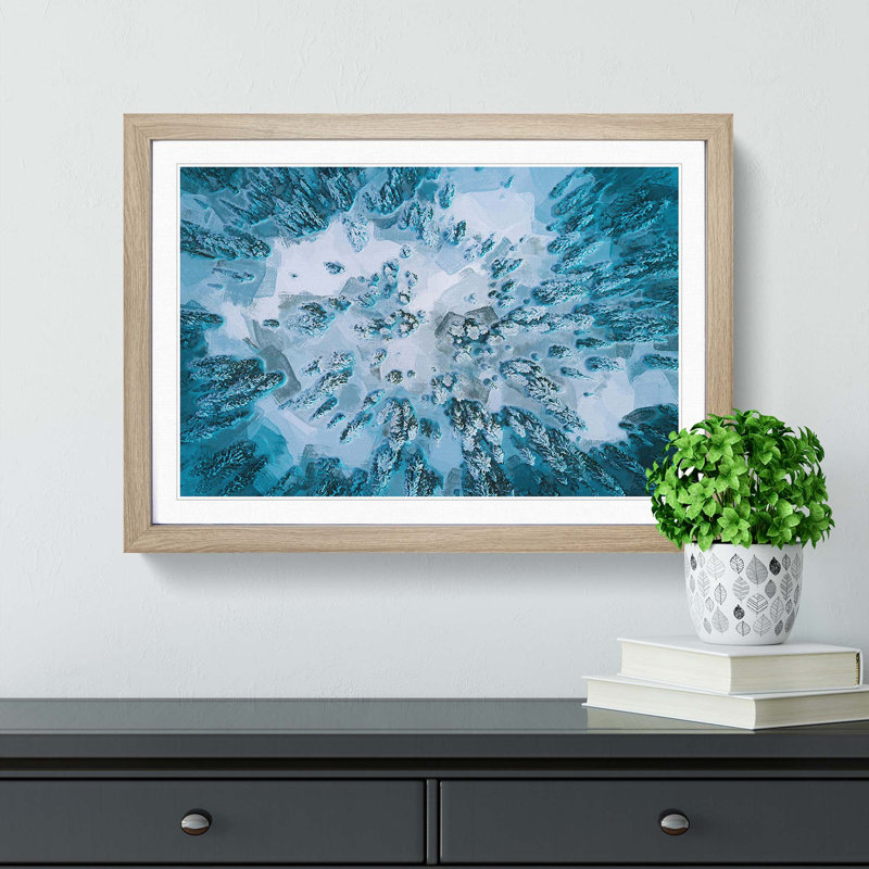 Fresh Snow Upon The Forest In Abstract - Print, 27cm H x 36cm W x 2cm D, Oak Single Picture Frame Wood