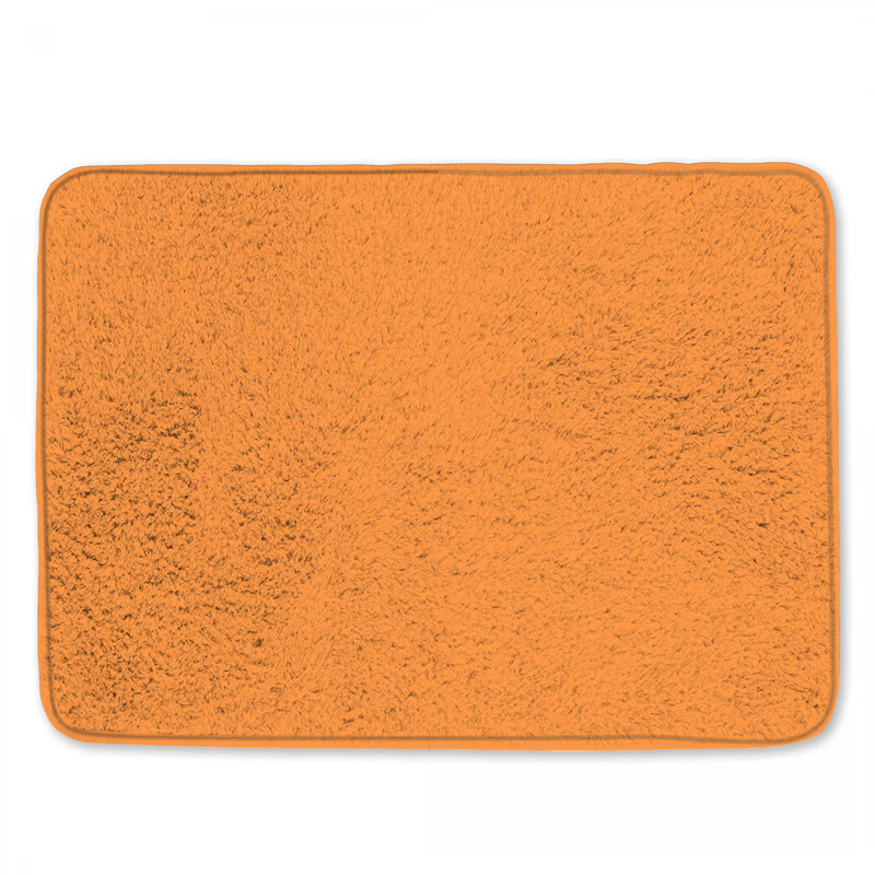 Tapis de bain uni à fond orange, L 34 po x L 21 po