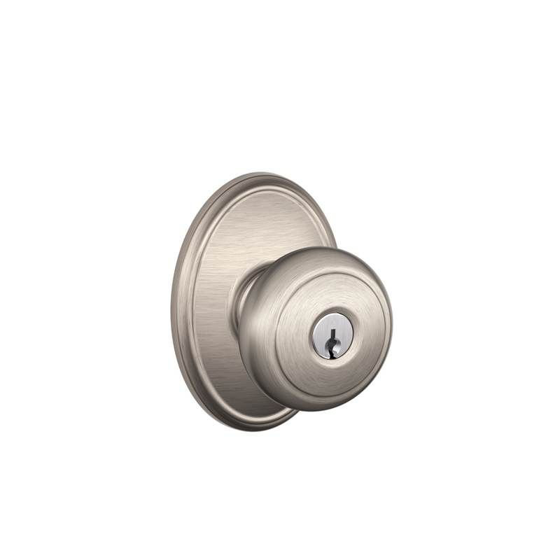 Andover Keyed Door Knob with Wakefield Rosette, Satin Chrome, Keyed Alike, Yes