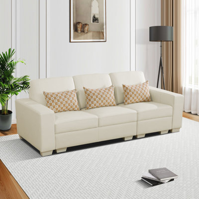 Arnold  97" Cow Top Leather Double Armrests Sofa