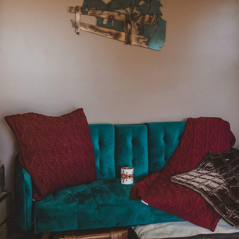 Jeté en laine torsadée, Rouge
