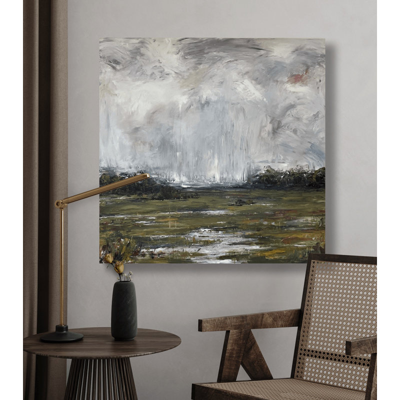 Plants & Flowers Acrylic Painting Print Canvas, 20" H x 20" W x 1.5" D, White Framed Canvas