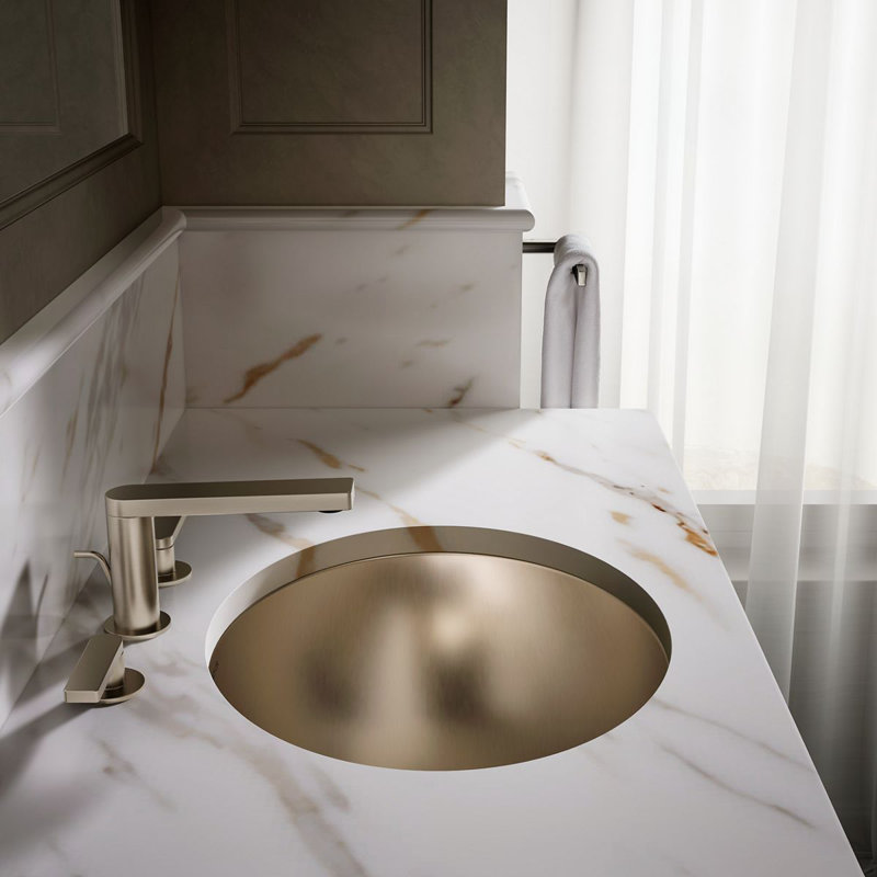 Bachata®20" Oval Drop-In/Undermount Bathroom Sink, No Overflow, Vibrant Brushed Bronze