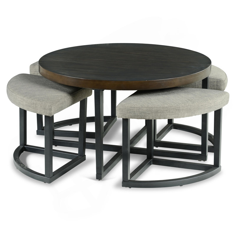 Yukon - Table basse avec tabourets - Brun