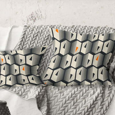 Coussin décoratif abstrait à motif géométrique triangulaire abstrait rétro Mid-Century