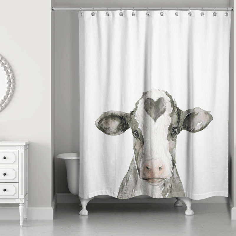 Rideau de douche vache avec cœur