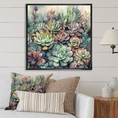 «Haidan Green Red Cactus Scenery I», reproduction sur toile