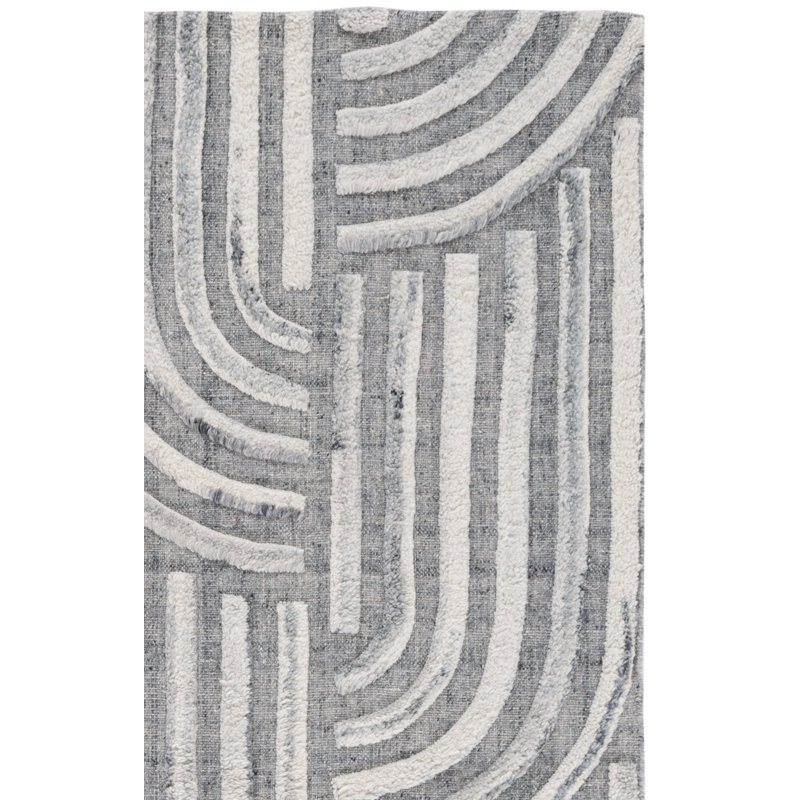 Tapis gris foncé / ivoire fait à la main Seri, Carré 6 pi