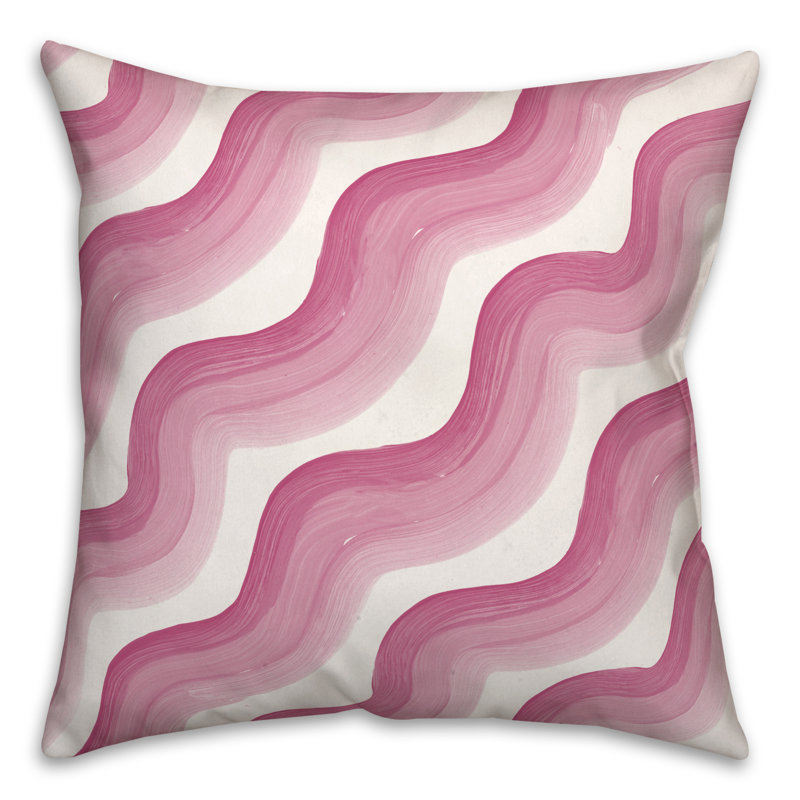 Coussin extérieur bleu et rose Waves, Rose, H 18 po x l 18 po