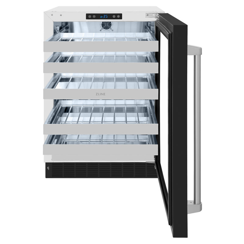ZLINE 24" Touchstone Dual Zone Wine Cooler With Black Stainless Steel Glass Door, Black Matte