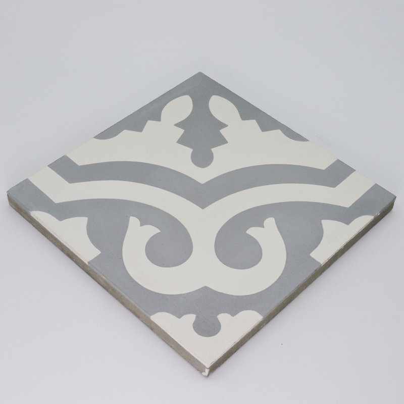 Tanger 8" x 8" Cement Patterned Wall & Floor Tile, Gray/White