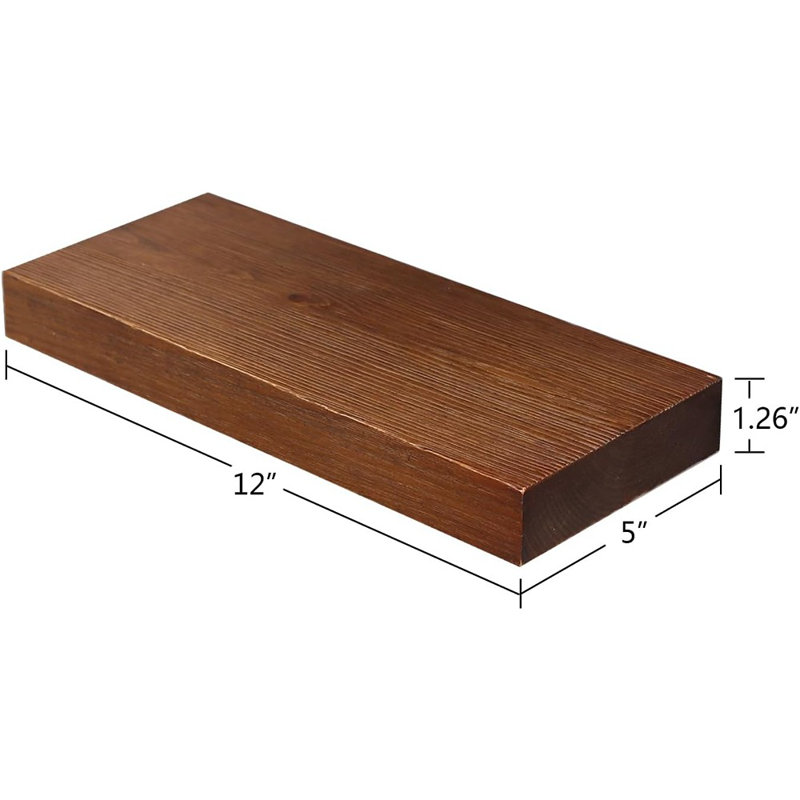 Ensemble de 2 tablettes murales en bois fait à la main Bradley
