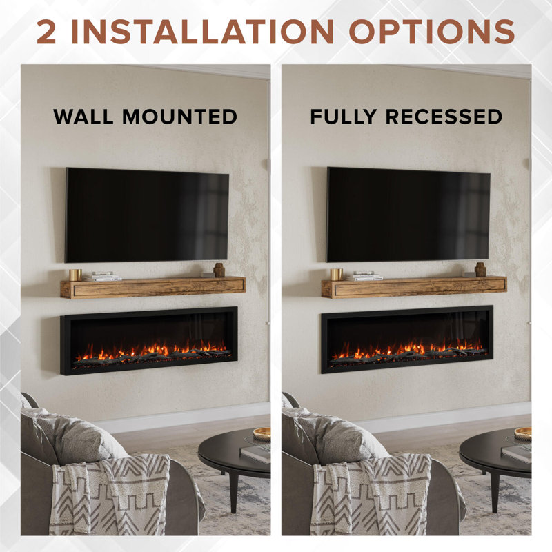 Modern Ember Highmark Smart Linear Electric Fireplace - 10 Different Flame Colors, Works With Alexa And Google Assistant