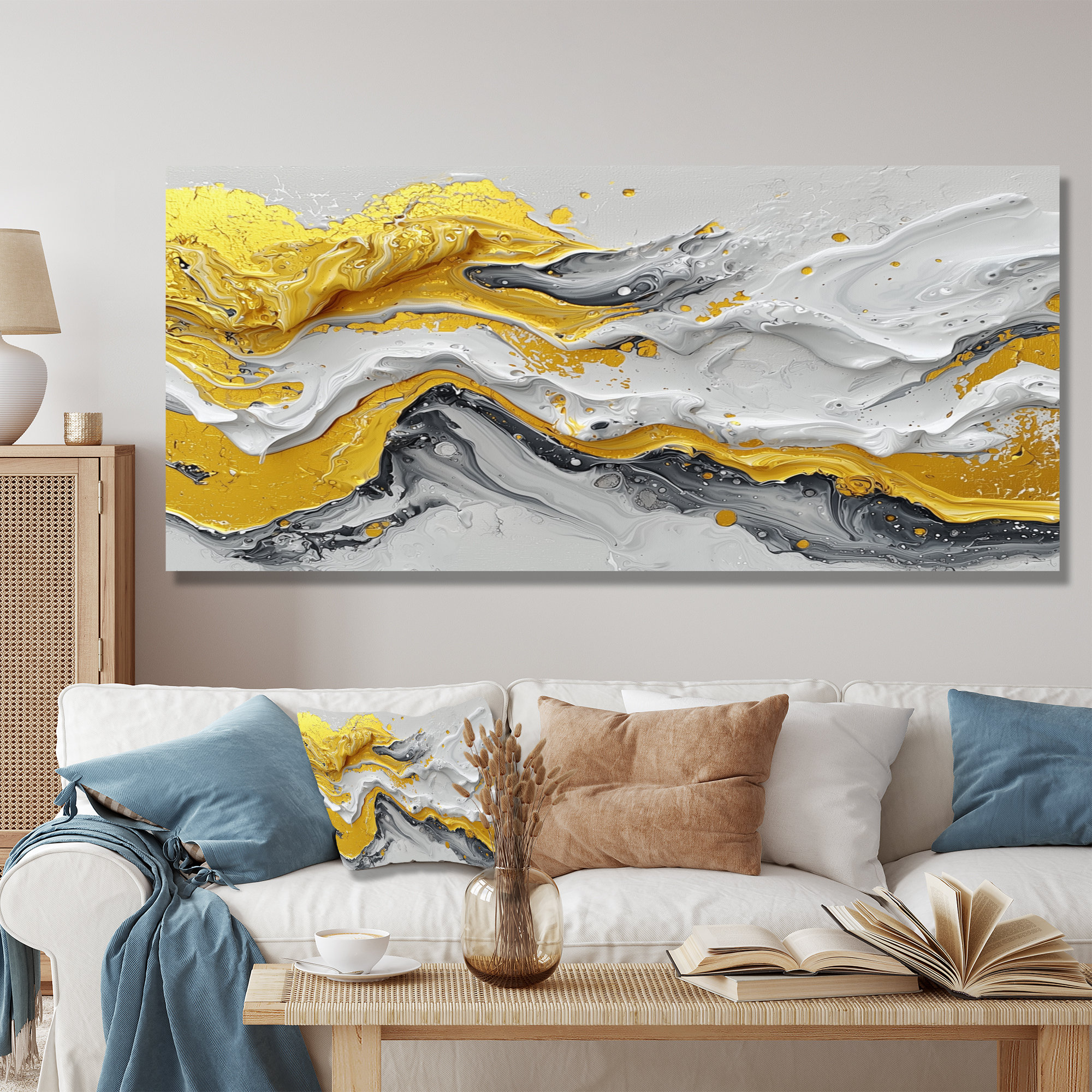 Ivy Bronx Yellow And Grey Abstract Grove Harmony I - Abstract