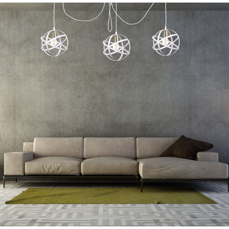 Bobbi-Rose 3 - Light Globe Pendant, White, White/Gold