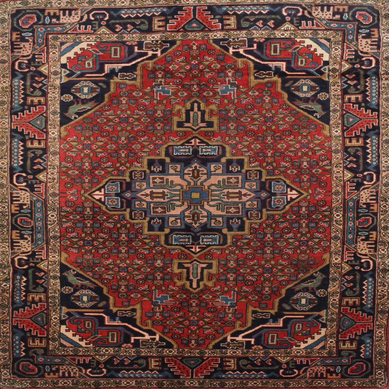 Tapis oriental multicolore tissé à la machine Oriental, Carré 3 pi